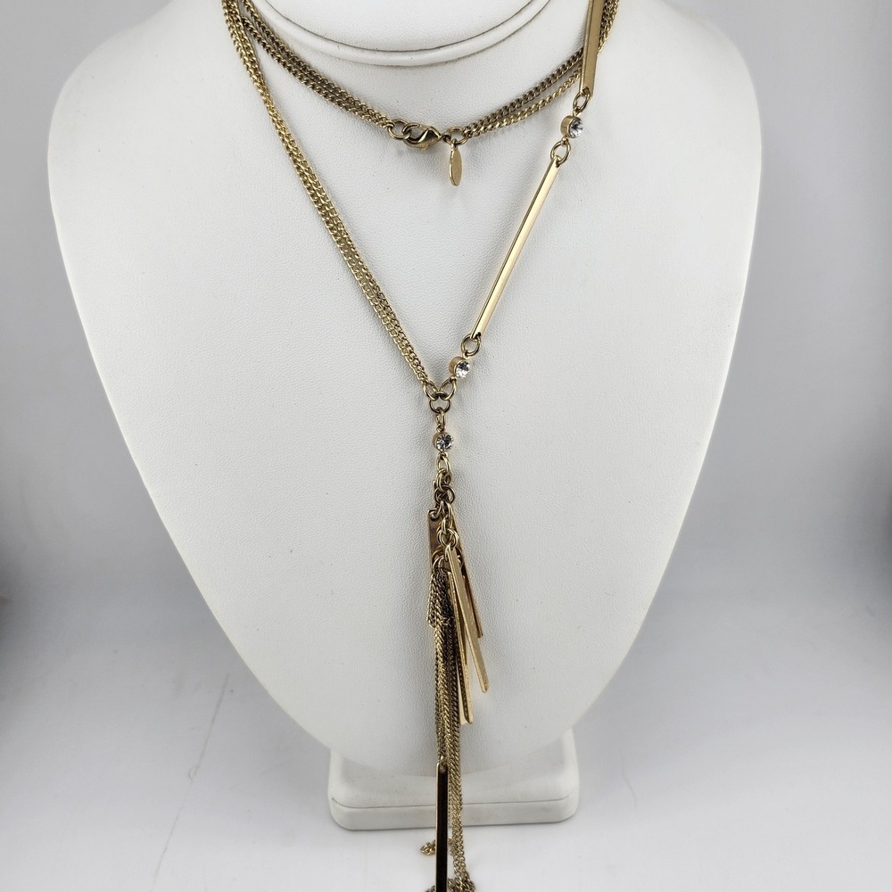 Express Gold Tone Y Drop Necklace